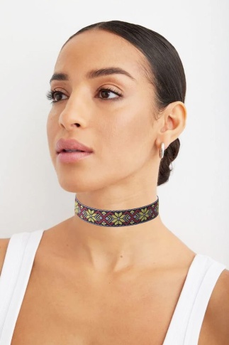 Dokuma Choker Tasma Kolye