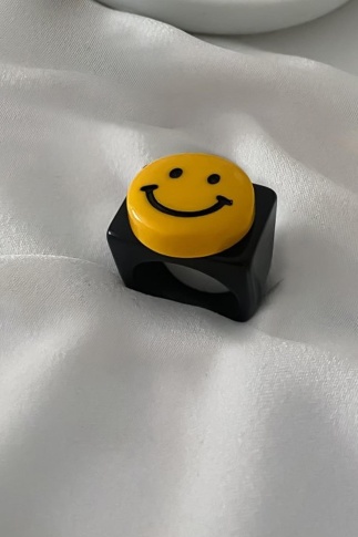 Smiley Emojili Akrilik Kalın Yüzük