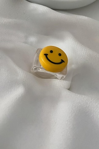 Smiley Emojili Akrilik Kalın Yüzük