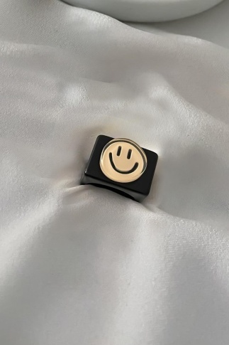 Smiley Emojili Akrilik Kalın Yüzük